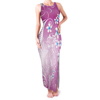 Polynesian Jellyfish Family Matching Tank Maxi Dress and Hawaiian Shirt With Plumeria Pink