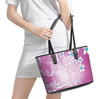 Polynesian Jellyfish Leather Tote Bag With Plumeria Pink