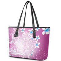 Polynesian Jellyfish Leather Tote Bag With Plumeria Pink