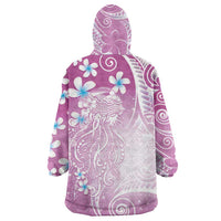 Polynesian Jellyfish Wearable Blanket Hoodie With Plumeria Pink