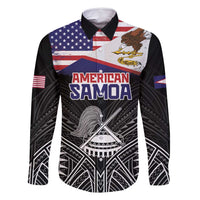 American Samoa Flag Day Family Matching Long Sleeve Bodycon Dress and Hawaiian Shirt Bald Eagle With Polynesian Pattern