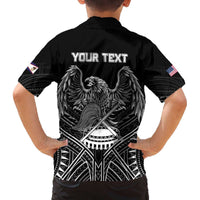 Personalised American Samoa Flag Day Family Matching Off The Shoulder Long Sleeve Dress and Hawaiian Shirt Bald Eagle With Polynesian Pattern LT05 - Polynesian Pride