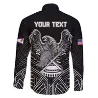 Personalised American Samoa Flag Day Family Matching Off The Shoulder Long Sleeve Dress and Hawaiian Shirt Bald Eagle With Polynesian Pattern LT05 - Polynesian Pride
