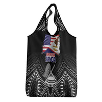 American Samoa Flag Day Grocery Bag Bald Eagle With Polynesian Pattern LT05 - Polynesian Pride
