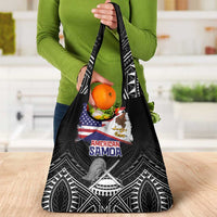 American Samoa Flag Day Grocery Bag Bald Eagle With Polynesian Pattern LT05 - Polynesian Pride