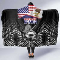 American Samoa Flag Day Hooded Blanket Bald Eagle With Polynesian Pattern