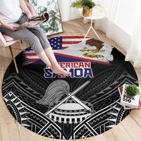 American Samoa Flag Day Round Carpet Bald Eagle With Polynesian Pattern LT05 - Polynesian Pride
