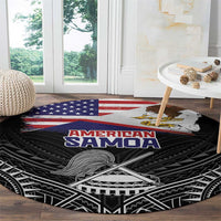 American Samoa Flag Day Round Carpet Bald Eagle With Polynesian Pattern LT05 - Polynesian Pride