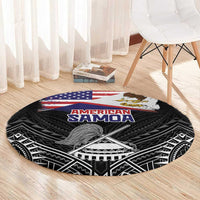 American Samoa Flag Day Round Carpet Bald Eagle With Polynesian Pattern LT05 - Polynesian Pride