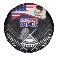 American Samoa Flag Day Spare Tire Cover Bald Eagle With Polynesian Pattern