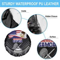 American Samoa Flag Day Spare Tire Cover Bald Eagle With Polynesian Pattern