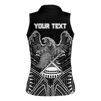 Personalised American Samoa Flag Day Women Sleeveless Polo Shirt Bald Eagle With Polynesian Pattern LT05 - Polynesian Pride