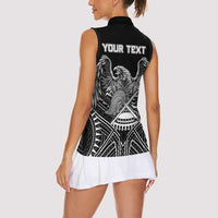 Personalised American Samoa Flag Day Women Sleeveless Polo Shirt Bald Eagle With Polynesian Pattern LT05 - Polynesian Pride