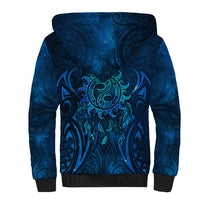 New Zealand Dream Catcher Sherpa Hoodie Maori Koru Pattern Blue Version