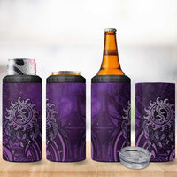 New Zealand Dream Catcher 4 in 1 Can Cooler Tumbler Maori Koru Pattern Purple Version