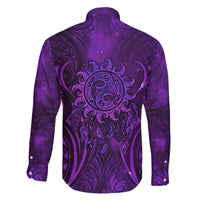 New Zealand Dream Catcher Family Matching Off The Shoulder Long Sleeve Dress and Hawaiian Shirt Maori Koru Pattern Purple Version