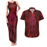 New Zealand Dream Catcher Couples Matching Tank Maxi Dress and Hawaiian Shirt Maori Koru Pattern Red Version LT05 Red - Polynesian Pride