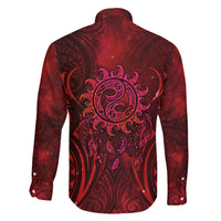 New Zealand Dream Catcher Family Matching Off Shoulder Short Dress and Hawaiian Shirt Maori Koru Pattern Red Version