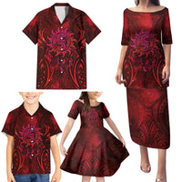 New Zealand Dream Catcher Family Matching Puletasi and Hawaiian Shirt Maori Koru Pattern Red Version LT05 - Polynesian Pride
