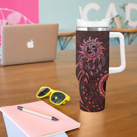 New Zealand Dream Catcher Tumbler With Handle Maori Koru Pattern Red Version