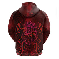 New Zealand Dream Catcher Zip Hoodie Maori Koru Pattern Red Version
