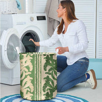 Hawaii Pua Kenikeni Lei Laundry Basket With Lau Maia Green LT05 - Polynesian Pride