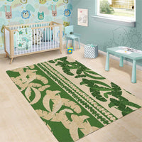 Hawaii Pua Kenikeni Lei Area Rug With Lau Maia Green LT05 - Polynesian Pride
