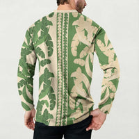 Hawaii Pua Kenikeni Lei Button Sweatshirt With Lau Maia Green LT05 - Polynesian Pride