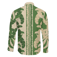 Hawaii Pua Kenikeni Lei Family Matching Long Sleeve Bodycon Dress and Hawaiian Shirt With Lau Maia Green LT05 - Polynesian Pride