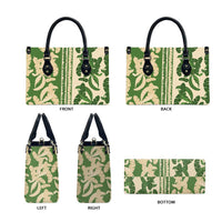 Hawaii Pua Kenikeni Lei Leather Bag With Lau Maia Green LT05 - Polynesian Pride