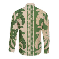 Hawaii Pua Kenikeni Lei Long Sleeve Button Shirt With Lau Maia Green LT05 - Polynesian Pride