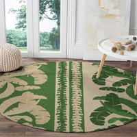 Hawaii Pua Kenikeni Lei Round Carpet With Lau Maia Green LT05 - Polynesian Pride