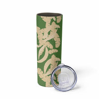 Hawaii Pua Kenikeni Lei Skinny Tumbler With Lau Maia Green LT05 - Polynesian Pride