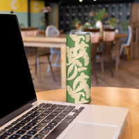 Hawaii Pua Kenikeni Lei Skinny Tumbler With Lau Maia Green LT05 - Polynesian Pride