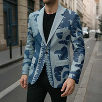 Hawaii Pua Kenikeni Lei Blazer With Lau Maia Royal Blue