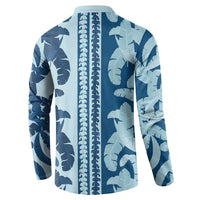 Hawaii Pua Kenikeni Lei Button Sweatshirt With Lau Maia Royal Blue LT05 - Polynesian Pride