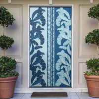 Hawaii Pua Kenikeni Lei Door Cover With Lau Maia Royal Blue LT05 Blue - Polynesian Pride