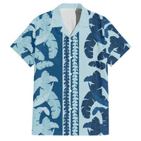 Hawaii Pua Kenikeni Lei Family Matching Off The Shoulder Long Sleeve Dress and Hawaiian Shirt With Lau Maia Royal Blue LT05 Dad's Shirt - Short Sleeve Blue - Polynesian Pride
