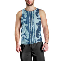 Hawaii Pua Kenikeni Lei Men Tank Top With Lau Maia Royal Blue LT05 - Polynesian Pride
