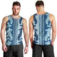 Hawaii Pua Kenikeni Lei Men Tank Top With Lau Maia Royal Blue LT05 - Polynesian Pride