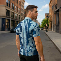 Hawaii Pua Kenikeni Lei Zipper Polo Shirt With Lau Maia Royal Blue LT05 - Polynesian Pride