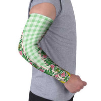 Hawaii Pikake Lokelani Plumeria Lei Arm Sleeves Green Palaka Motifs