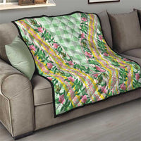 Hawaii Pikake Lokelani Plumeria Lei Quilt Green Palaka Motifs
