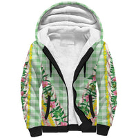 Hawaii Pikake Lokelani Plumeria Lei Sherpa Hoodie Green Palaka Motifs LT05 Unisex Green - Polynesian Pride