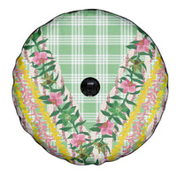 Hawaii Pikake Lokelani Plumeria Lei Spare Tire Cover Green Palaka Motifs LT05 - Polynesian Pride