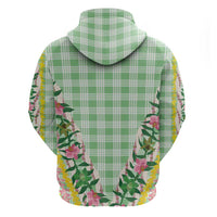 Hawaii Pikake Lokelani Plumeria Lei Zip Hoodie Green Palaka Motifs LT05 - Polynesian Pride