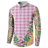 Hawaii Pikake Lokelani Plumeria Lei Button Sweatshirt Pink Palaka Motifs