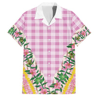 Hawaii Pikake Lokelani Plumeria Lei Family Matching Short Sleeve Bodycon Dress and Hawaiian Shirt Pink Palaka Motifs LT05 Dad's Shirt - Short Sleeve Pink - Polynesian Pride
