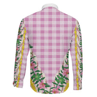 Hawaii Pikake Lokelani Plumeria Lei Family Matching Summer Maxi Dress and Hawaiian Shirt Pink Palaka Motifs LT05 - Polynesian Pride