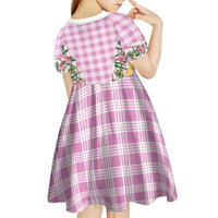 Hawaii Pikake Lokelani Plumeria Lei Kid Short Sleeve Dress Pink Palaka Motifs LT05 - Polynesian Pride